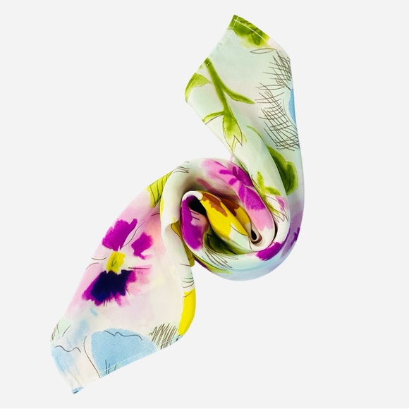 NWT SILKLETTE Spring in Bloom 100% Fine Silk Kerchief Scarf Multicolor - Picture 3 of 9